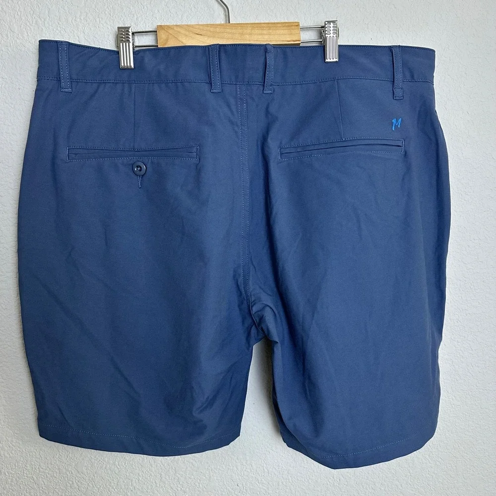 Mugsy Bennies Men Golf Shorts 40 Slate Blue Performance Stretch Moisture Wicking